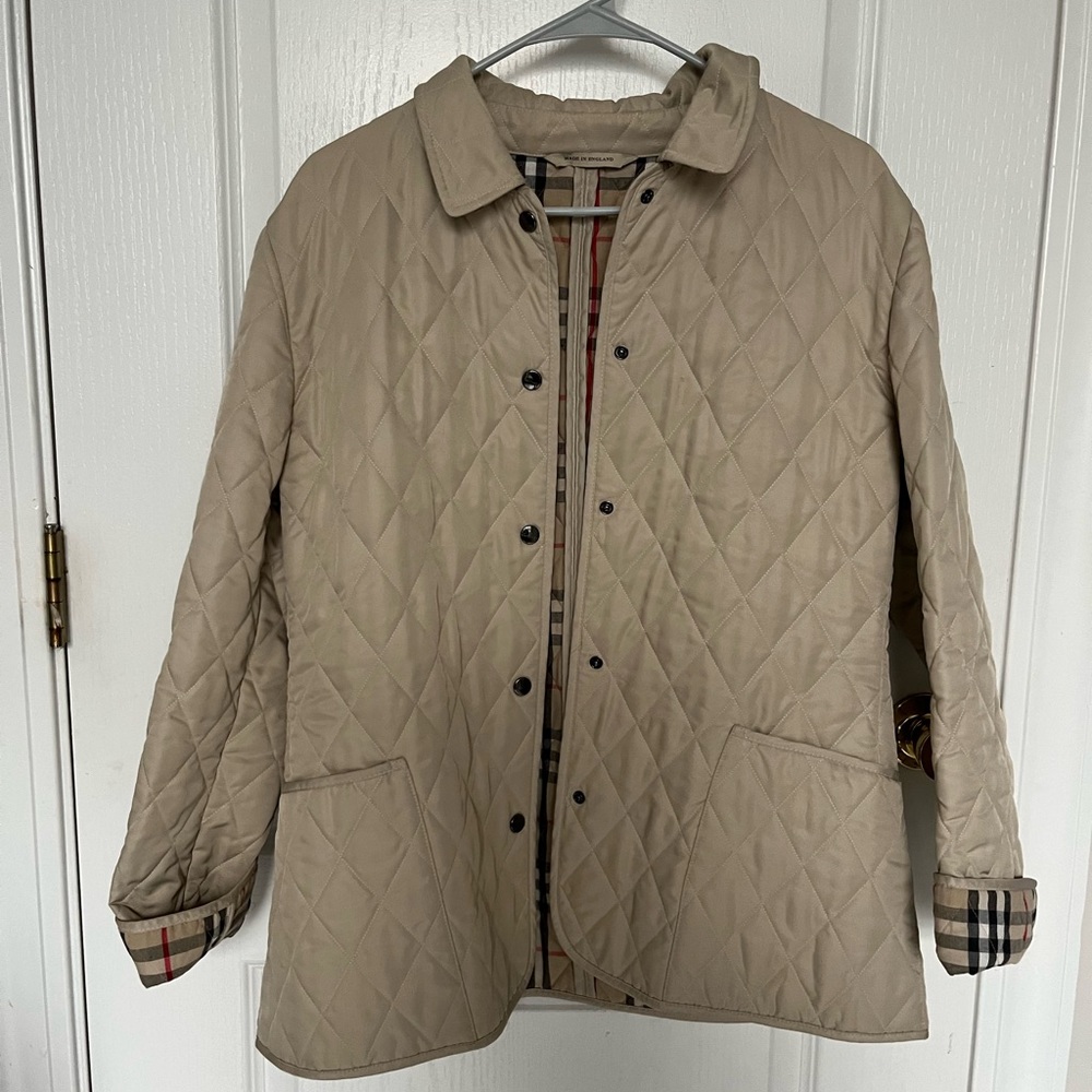 Tan Burberry Quilted Jacket Size M